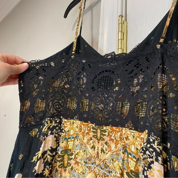 Free People Intimately Morning Song Printed Maxi Slip Dress Women Large Tank Top - Picture 9 of 12